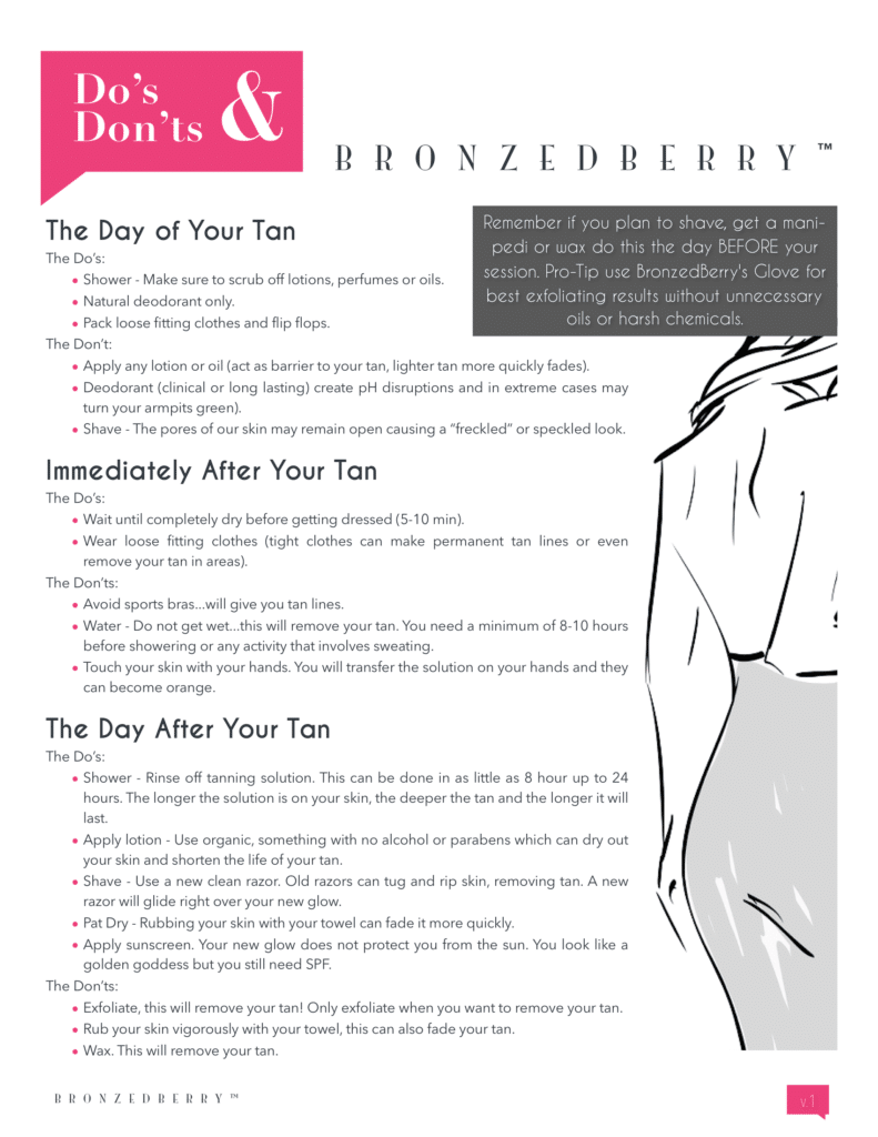 what to do before and after spray tanning